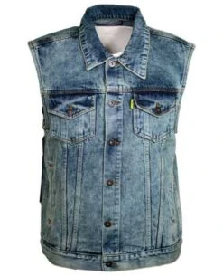 Motorcycle Storehouse Denim Weste Stonewashed Blau
