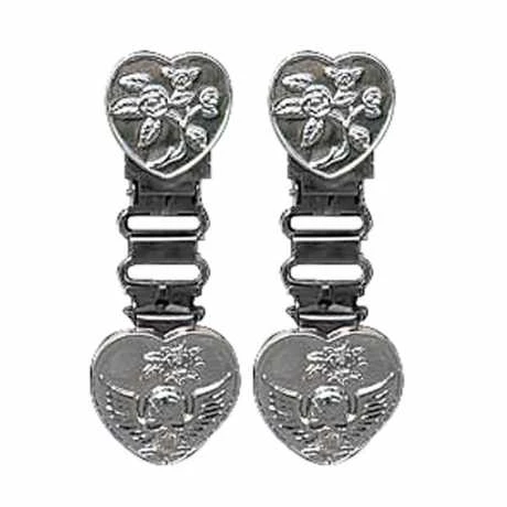 Ryder Front Laced Boot Clips Heart/Skull Chrom 1 Ryder Front Laced Boot Clips Heart/Skull Chrom