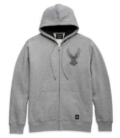 Harley-Davidson Zip Hoodie Road Captain Grau Meliert