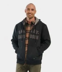 Harley-Davidson Zip Hoodie Staple Schwarz -Elektrik Blitz Angebote Store 96018 23vm 32