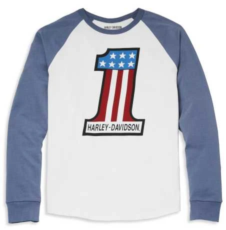 Harley-Davidson Reglan Longsleeve #1 Race Blau/weiß 1 Harley-Davidson Reglan Longsleeve #1 Race Blau/weiß