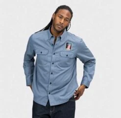 Harley-Davidson Hemd Block Font Solid Mechanics Blau -Elektrik Blitz Angebote Store 96069 22vm 32