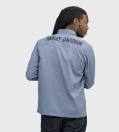 Harley-Davidson Hemd Block Font Solid Mechanics Blau -Elektrik Blitz Angebote Store 96069 22vm 41