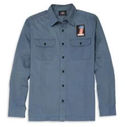 Harley-Davidson Hemd Block Font Solid Mechanics Blau