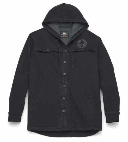 Harley-Davidson Denim Jacke Willie G Skull Snap Front Hooded 1 Harley-Davidson Denim Jacke Willie G Skull Snap Front Hooded