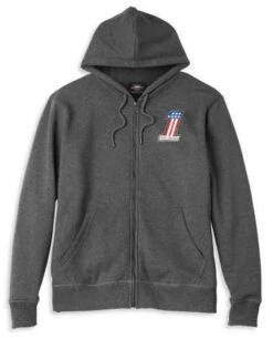 Harley-Davidson Zip Hoodie #1 Race Dunkelgrau Meliert
