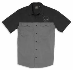 Harley-Davidson Kurzarmhemd Willie G Skull Colorblock Schwarz/grau