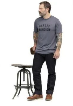 Harley-Davidson T-Shirt Premium Staple Dunkelgrau -Elektrik Blitz Angebote Store 96327 22vm 022
