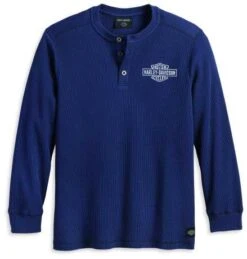 Harley-Davidson Thermal Henley Bar & Shield Blau