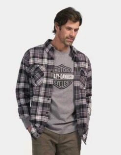 Harley-Davidson Hemd Essence Flannel Schwarz/grau 5 Harley-Davidson Hemd Essence Flannel Schwarz/grau -Elektrik Blitz Angebote Store 96360 23vm 31