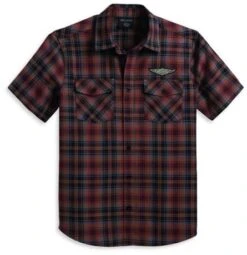 Harley-Davidson Kurzarmhemd Oval Path Rot Kariert