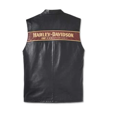 Harley-Davidson Lederweste 120th Anniversary Schwarz 2 Harley-Davidson Lederweste 120th Anniversary Schwarz – Bild 2