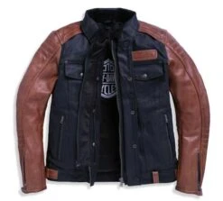 Harley-Davidson Jacke Jester Leder/Armalith Denim -Elektrik Blitz Angebote Store 97165 23em 32