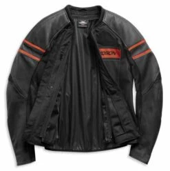 Harley-Davidson Lederjacke Brawler Schwarz & Orange -Elektrik Blitz Angebote Store 98004 21eh 31