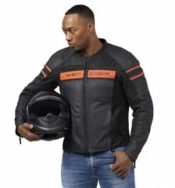 Harley-Davidson Lederjacke Brawler Schwarz & Orange -Elektrik Blitz Angebote Store 98004 21eh 51