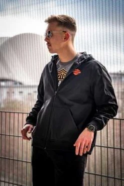 Harley-Davidson Hooded Jacke Vertical Stripe Schwarz & Orange 7 Harley-Davidson Hooded Jacke Vertical Stripe Schwarz & Orange -Elektrik Blitz Angebote Store 98408 20vm 4