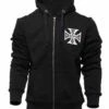 West Coast Choppers Iron Cross Zip Hoodie, Schwarz