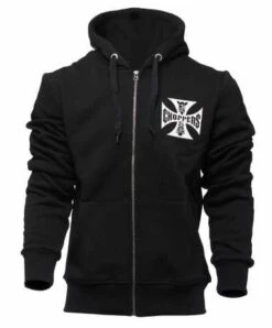 West Coast Choppers Iron Cross Zip Hoodie, Schwarz