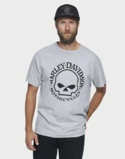 Harley-Davidson T-Shirt Skull Heather Grau -Elektrik Blitz Angebote Store 99022 22vm 3