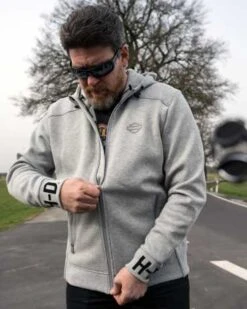 Harley-Davidson Zip Hoodie Rib-Knit Side Grau -Elektrik Blitz Angebote Store 99093 20vh 31
