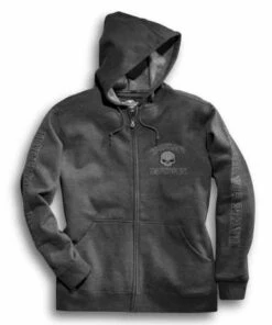 Harley-Davidson Skull Zip Hoodie, Grau -Elektrik Blitz Angebote Store 99107 18vm 3