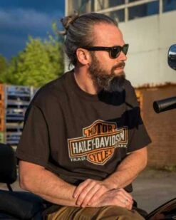 Harley-Davidson T-Shirt Long Logo Schwarz -Elektrik Blitz Angebote Store r004519v 51