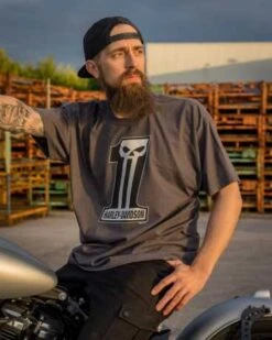 Harley-Davidson T-Shirt Dark Custom Grau -Elektrik Blitz Angebote Store r004523v 31