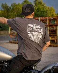 Harley-Davidson T-Shirt Dark Custom Grau -Elektrik Blitz Angebote Store r004523v 41