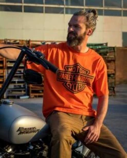 Harley-Davidson T-Shirt Bar & Shield 1 Orange -Elektrik Blitz Angebote Store r004528v 31