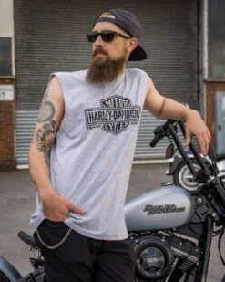 Harley-Davidson Muscle Shirt Long Logo 1 Grau -Elektrik Blitz Angebote Store r004535v 31