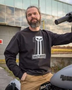 Harley-Davidson Longsleeve Dark Custom Schwarz -Elektrik Blitz Angebote Store r004538v 31