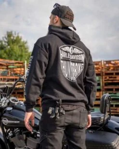 Harley-Davidson Hoodie Long Logo H-D Schwarz -Elektrik Blitz Angebote Store r004544v 41