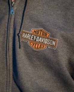 Harley-Davidson Zip Hoodie Mini Long Logo Grau -Elektrik Blitz Angebote Store r004549v 41