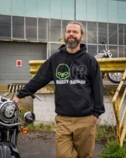 Harley-Davidson Hoodie Willie Glow H-D Schwarz -Elektrik Blitz Angebote Store r004595v 31